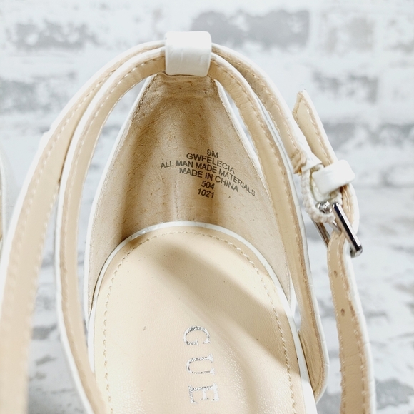 New Guess Felecia White Croc Print Heeled Buckle Strap Sandals E174 - Picture 11 of 12